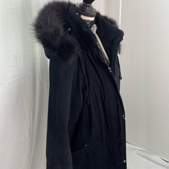 NuAGE DROOPY LOSE FIT WINTER JACKET VELEVITY FEEL WITH FUR HOODIE - Picture 5 of 10